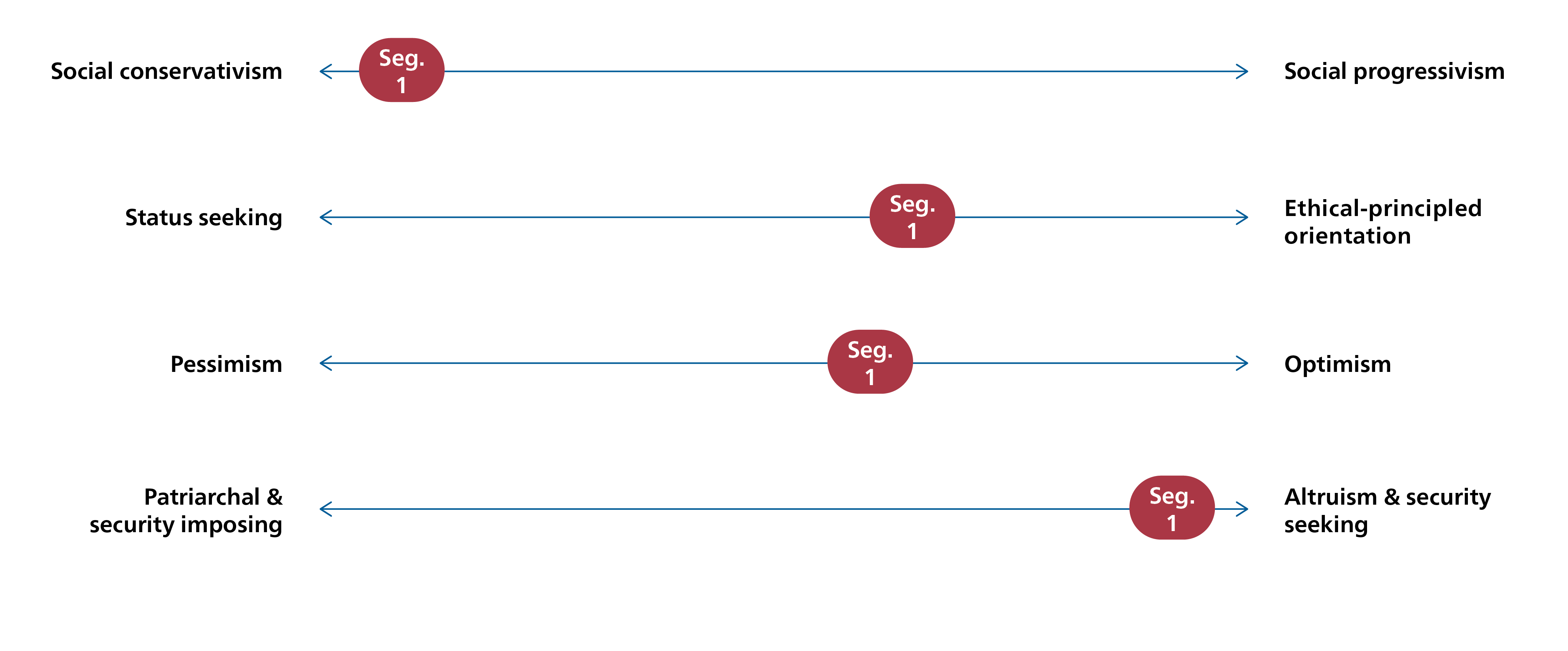 Dimension position for segment one: tradition-oriented believers